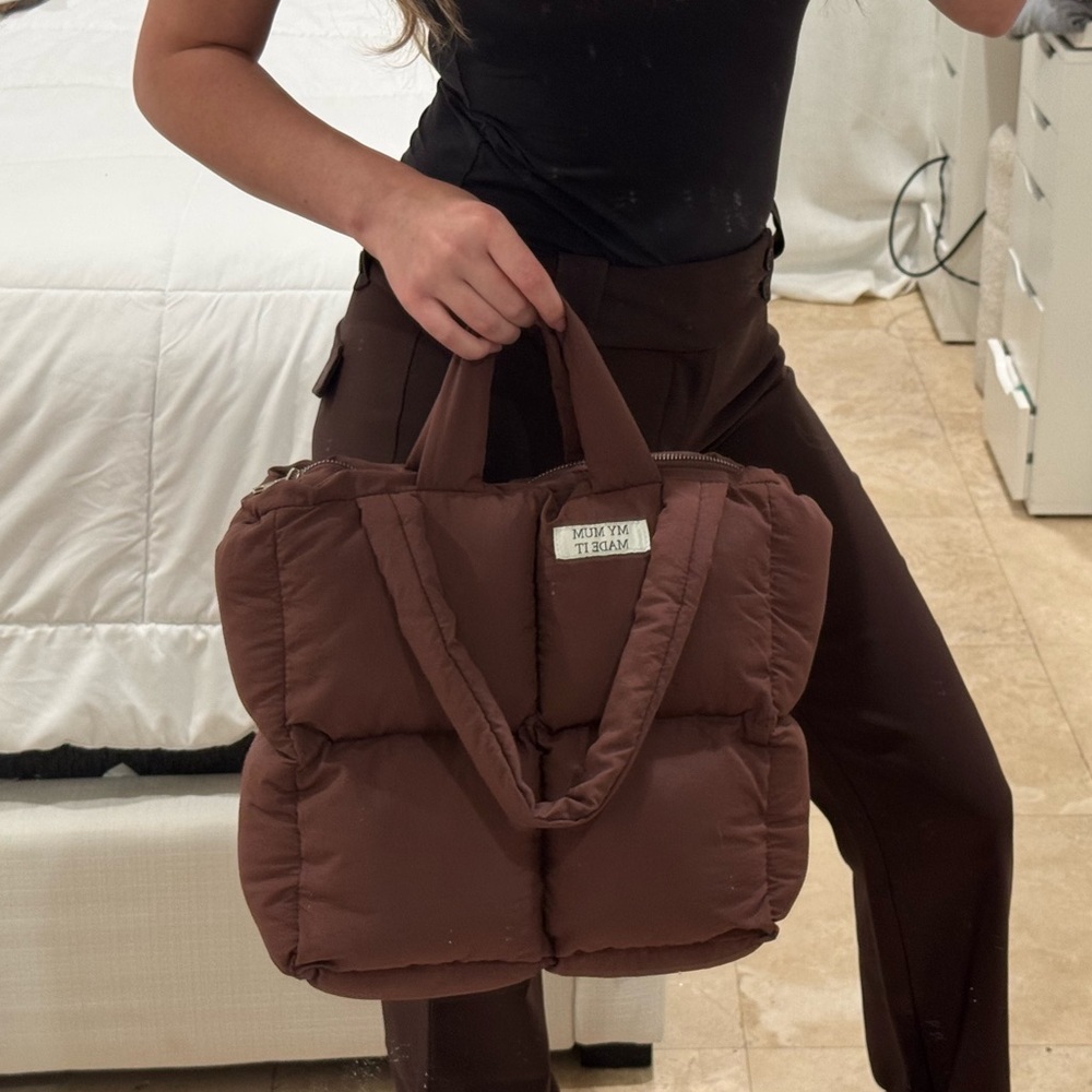 MyMumMadeIt Puffer Brown Tote Bag New